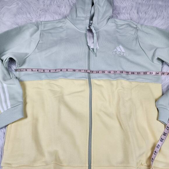 Men's XL adidas Colorblock Full-Zip Hoodie in Linen Green/Alumina/Almost Yellow - Picture 7 of 9